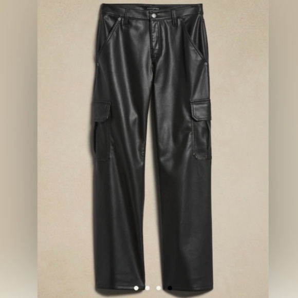 Banana Republic Vegan Leather mid-rise Cargo wide leg pants - Picture 9 of 14